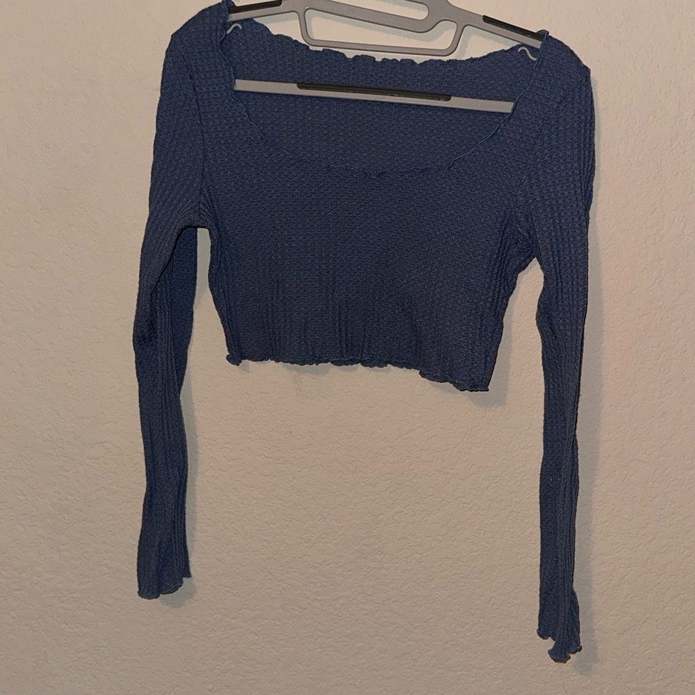 SHEIN Blue Long Sleeve Women's 1/2 Top (M)